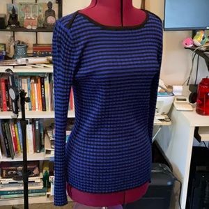 Cable and Gauge Blue/Black Striped Sweater Large